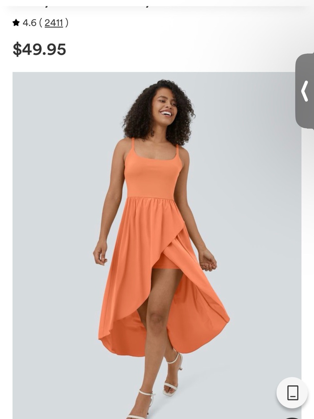 HALARA Coral-Orange High-Low Tank Dress